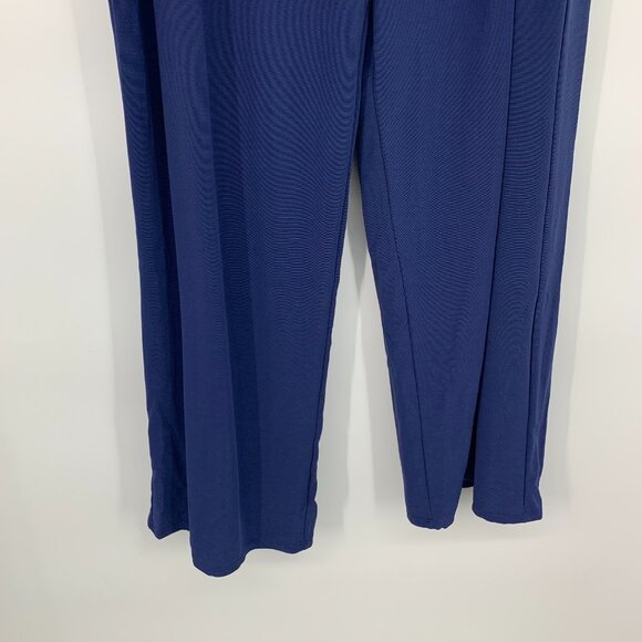 Susan Graver Pants Blue Liquid Knit Pull On Ribbed Straight Leg - Picture 7 of 10
